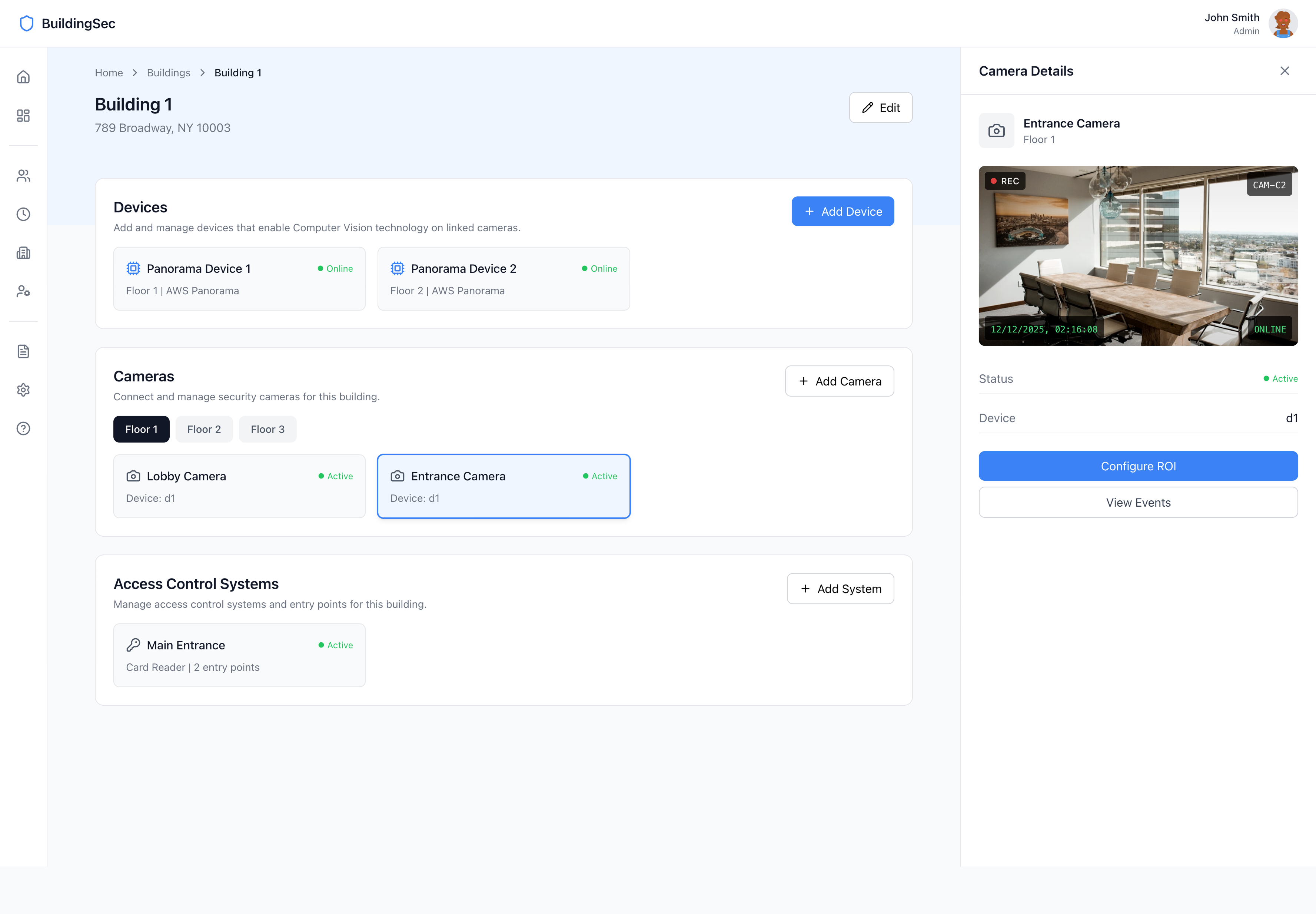 AWS Panorama building monitoring screens