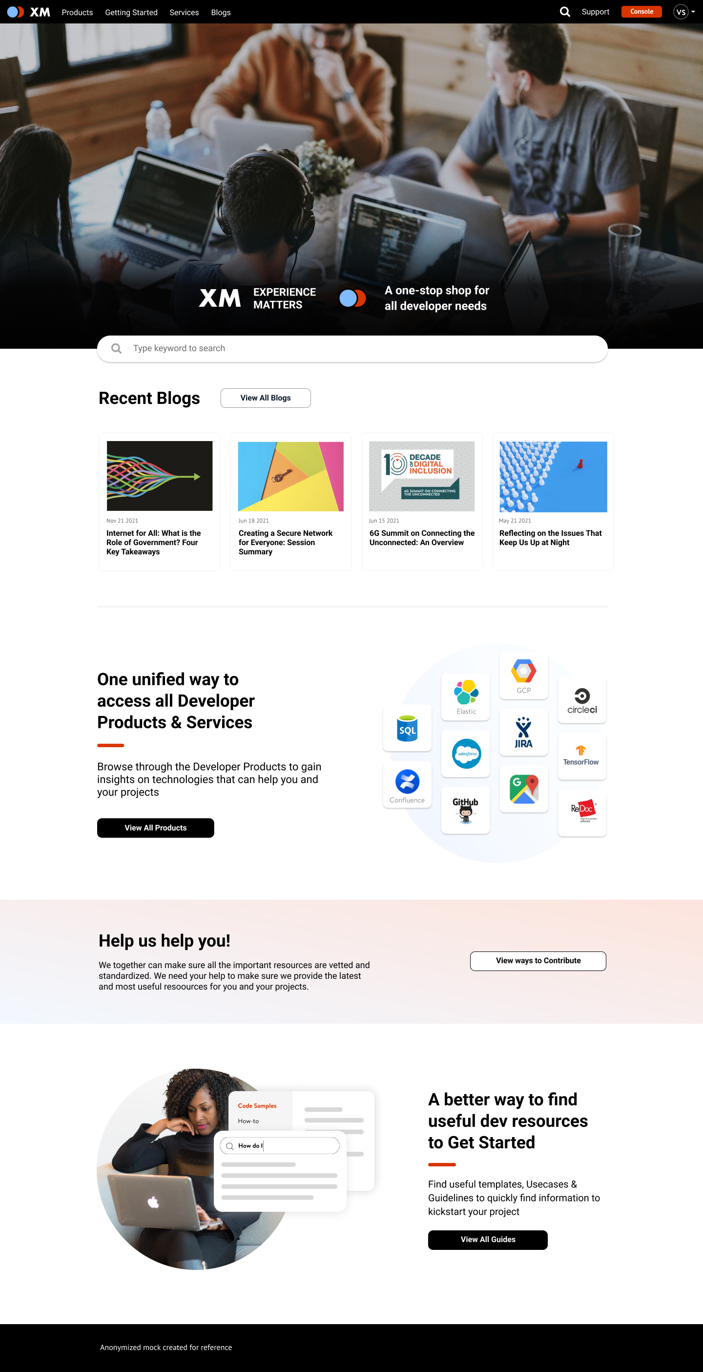 Developer Experience portal — unified hero view